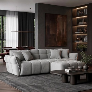 Canapea XXL CLOUD 260cm, material boucle gri - Img 5