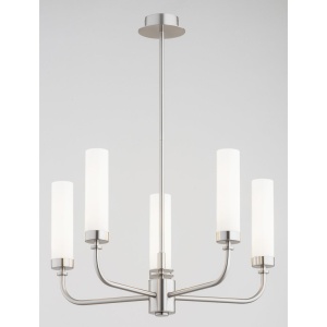 Candelabru 5 brate, otel nickel, sticla alb mat PRESTON 2197 - Img 8