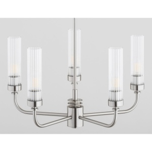Candelabru 5 brate, otel nickel, sticla canelata PRESTON 2198 - Img 6
