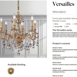 Candelabru 6 brate LUX cu cristale Scholer, Versailles 144551 universul-luminii.ro