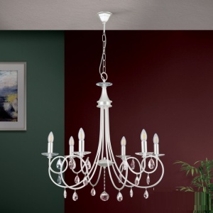 Candelabru 6 brate stil clasic cu cristale Swarovski Giada argintiu mat 48621 universul-luminii.ro