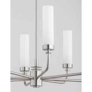 Candelabru 8 brate, otel nickel, sticla alb mat PRESTON 5083 - Img 3