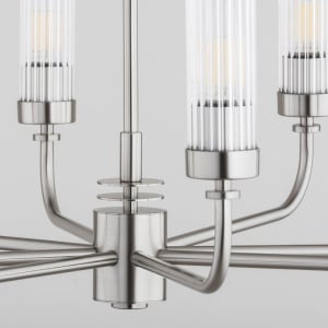 Candelabru 8 brate, otel nickel, sticla canelata PRESTON 5084 - Img 3