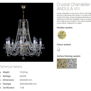 Candelabru Cristal Bohemia Exclusive 8 brate ANDULA - Img 2