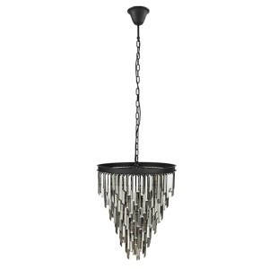 Candelabru CRYSTAL 50cm metal negru, cristale sticla