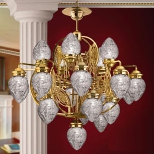 Candelabru cu 21 brate, elegant design LUX Budapest, auriu LU 1440/5+10+5+1 gold/411 klar-Schliff OR 68691 universul-luminii.ro