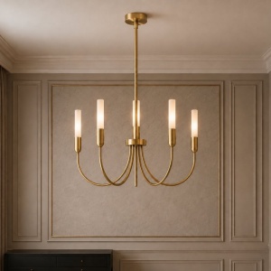 Candelabru cu 5 brate AUGUSTINE alama/alb - Img 2