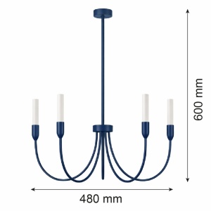 Candelabru cu 5 brate AUGUSTINE blue/alb - Img 3