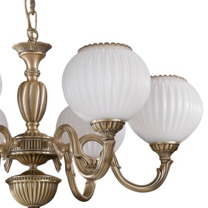 Candelabru cu 6 brate clasic design italian din alama, sticla 9250 RA-L. 9250/6 74071 universul-luminii.ro