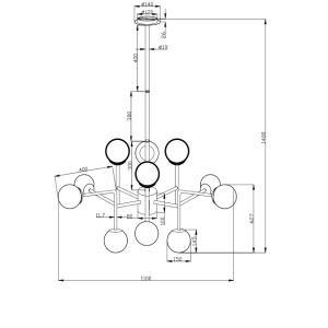 Candelabru design deosebit Erich nickel, 12L MYMOD221-PL-12-N - Img 3