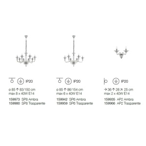 Candelabru design elegant DANIELI SP8 ambra 159973 - Img 4