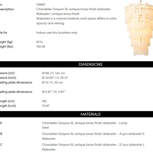 Candelabru design elegant LUX Greyson XL, Alabaster - Img 11