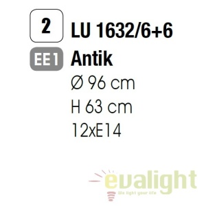 Candelabru design rustic cu 12 brate Giovanni LU 1632/6+6 Antik OR 54581 universul-luminii.ro