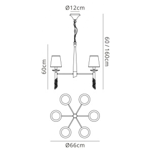 Candelabru elegant cu 6 brate Tiffany alama antique/ abajur soft bronz 130931 universul-luminii.ro