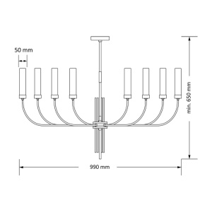 Candelabru modern realizat manual din alama Mussa 8L - Img 2