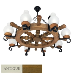 Candelabru rustic fabricat manual din lemn 8 brate Timona WOOD-TI-SP8D50 178081 universul-luminii.ro