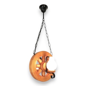 Candelabru rustic fabricat manual din lemn diam.30cm, 2 brate Roata WOOD-RO-SP2D30 178021 universul-luminii.ro