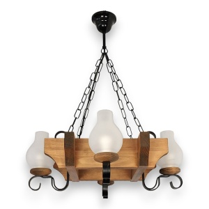 Candelabru rustic fabricat manual din lemn dim.50x50cm, 4 brate Queen WOOD-QU-SP4 177891 universul-luminii.ro