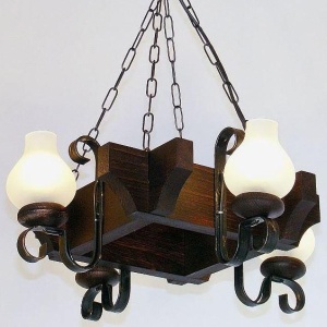 Candelabru rustic fabricat manual din lemn dim.50x50cm, 4 brate Queen WOOD-QU-SP4 54791 universul-luminii.ro