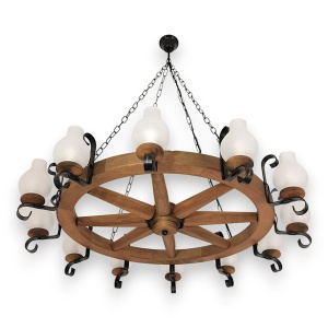 Candelabru rustic fabricat manual din lemn Roata 12L 227161 universul-luminii.ro