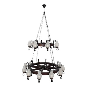 Candelabru rustic fabricat manual din lemn Roata 20L 231691 universul-luminii.ro