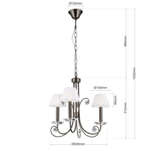 Candelabru stil clasic cu cristal K9 ARIANE 3L nickel inchis 234881 universul-luminii.ro