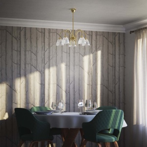 Candelabru stil neoclasic din alama si sticla Elide - Img 14