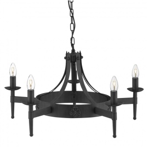 Candelabru stil rustic Cartwheel 5L 2425-5BK SRT - Img 1
