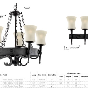 Candelabru stil rustic Cartwheel 8L 0818-8BK SRT - Img 5