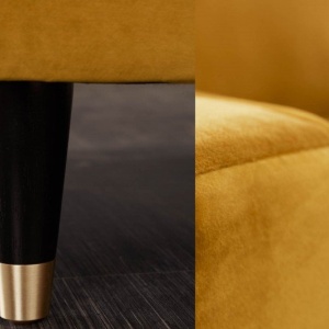 Coltar elegant Cozy Velvet II, catifea galben mustar - Img 7