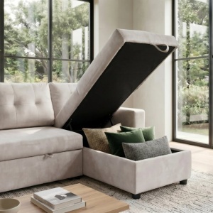 Coltar extensibil, catifea champagne beige, APARTMENT 205cm - Img 4