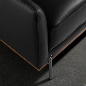 Coltar LUX 5 locuri design italian cu sezlong dreapta Cowhide black - Img 8