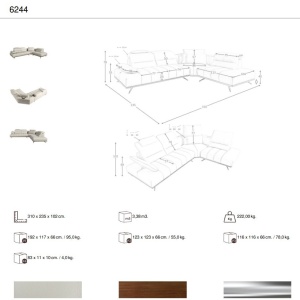 Coltar LUX design italian cu sezlong dreapta Cowhide gri deschis - Img 4