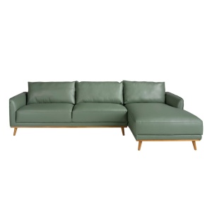 Coltar LUX design italian cu sezlong dreapta Cowhide verde - Img 4