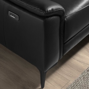 Coltar LUX design italian cu sezlong dreapta si functia relax Cowhide negru - Img 9