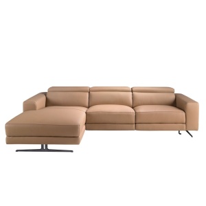 Coltar LUX design italian cu sezlong stanga Piele Naturala, Brown - Img 8