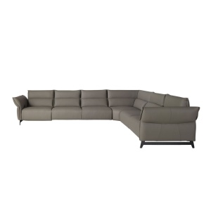 Coltar LUX design italian modular cu functia relax Cowhide gri inchis - Img 2