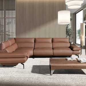 Coltar LUX design italian modular cu functia relax Cowhide Maro - Img 10
