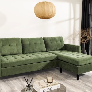 Coltar modern, Catifea raiata, Verde, STOCKHOLM 220cm - Img 6