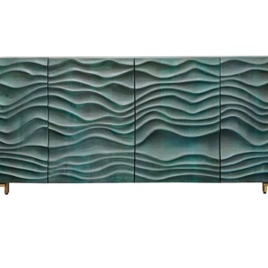 Comoda cu fronturi 3D design ondulat WAVE 160cm, turcoaz - Img 8