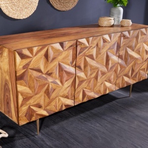 Comoda design industrial Stone Finish 150cm Sheesham - Img 3