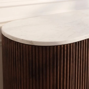 Comoda design retro Gatsby 140m, lemn maro cu marmura alba - Img 8