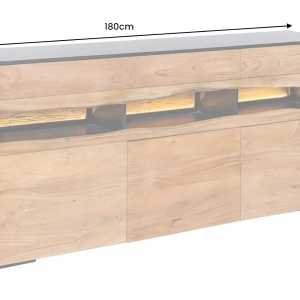 Comoda din lemn masiv GRAND ACACIA 180cm cu iluminat - Img 4