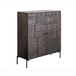 Comoda lemn de mango relief 3D TRIBAL 120cm