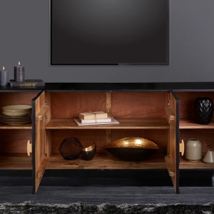 Comoda suspedata design vintage Golden Sunset 180cm negru - Img 5
