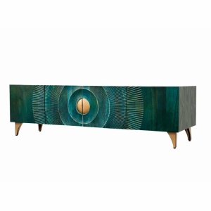 Comoda TV design vintage Golden Sunset 180cm turcoaz - Img 2