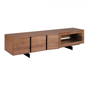Comoda TV moderna cu design original si iluminat LED Wood