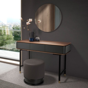 Consola deosebita design LUX Dark Grey-Walnut 120x50cm - Img 6