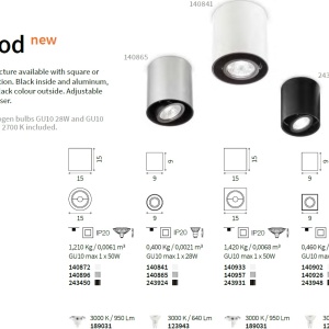 Corp aplicat cu spot directionabil MOOD PL1 D15 SQUARE NERO 243931 IDL - Img 2