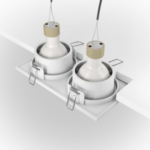 Corp incastrabil cu 2 spoturi design tehnic Zoom alb 181211 universul-luminii.ro